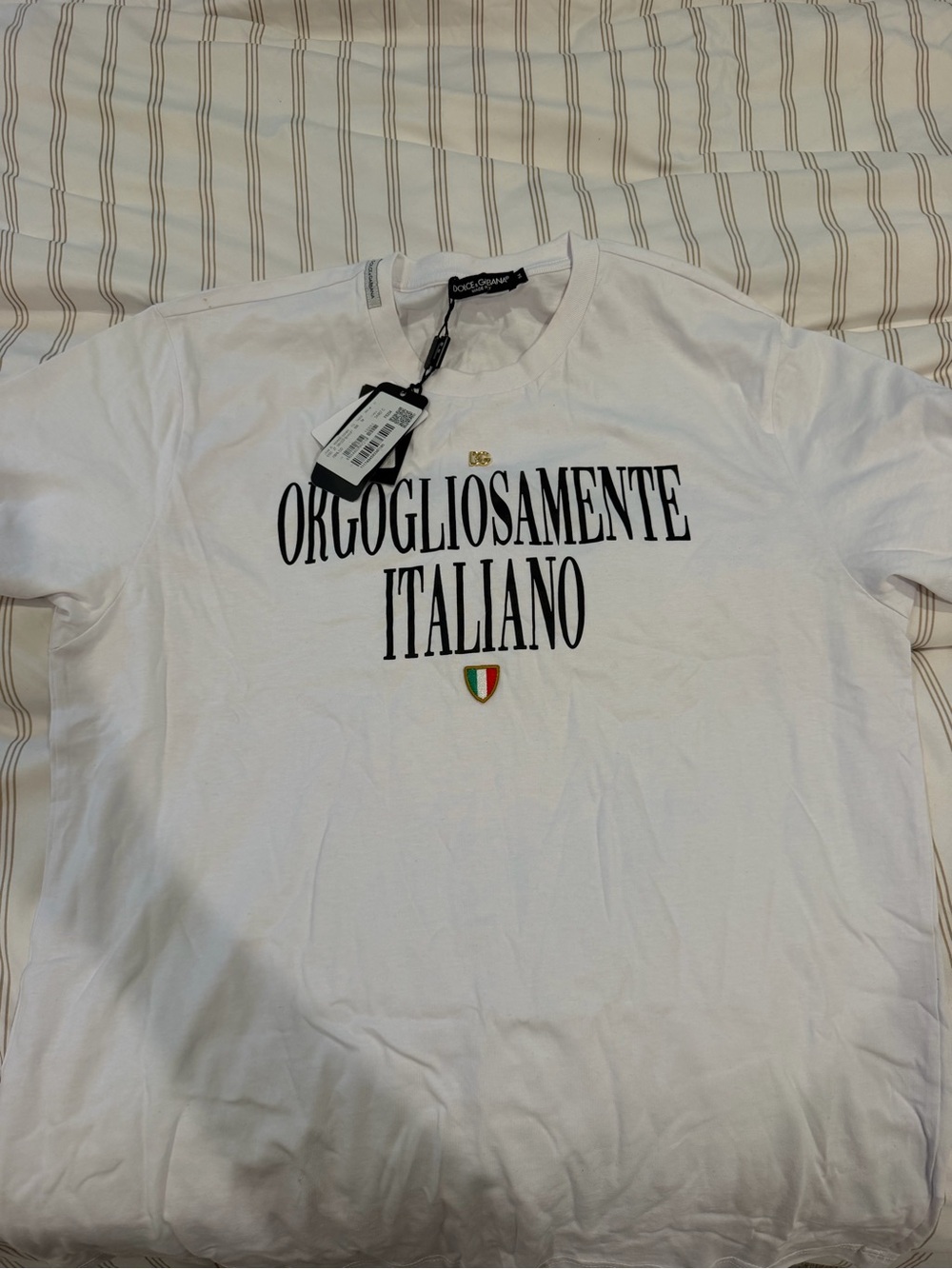 Dolce & Gabbana White Tee with Black Script Graphic